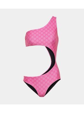 NWT Gucci GG cutout jersey swimsuit Pink GG Sz L 100% Authentic